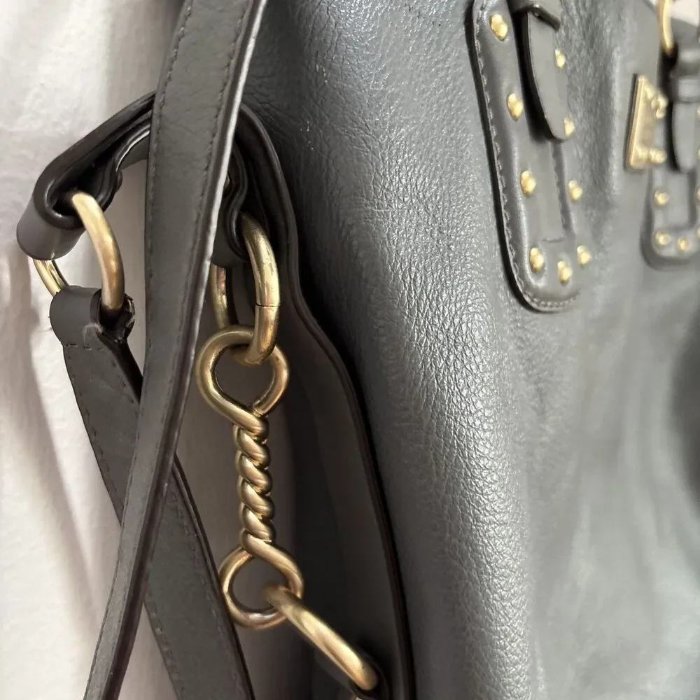 Michael Kors BIG VALLEY Large NS Tote Bag Pebbled Leather Retro Biker Glam Stud